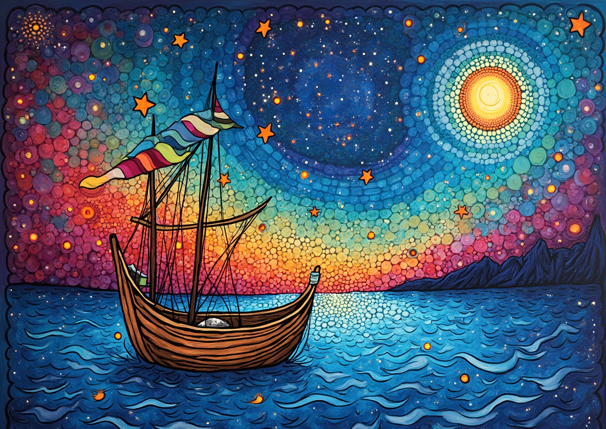 Illuminated Wall Art - Colourful Boat in Sun - Illuminart