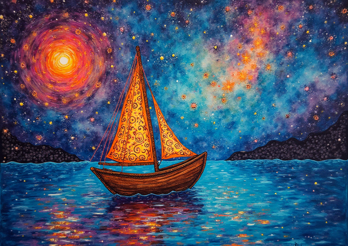 Illuminated Wall Art - Colourful Boat in Sun 1 - Illuminart