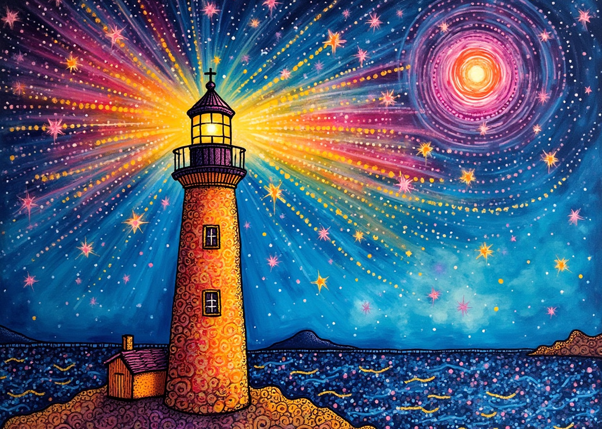 Illuminated Wall Art - Colourful Lighthouse 1 - Illuminart