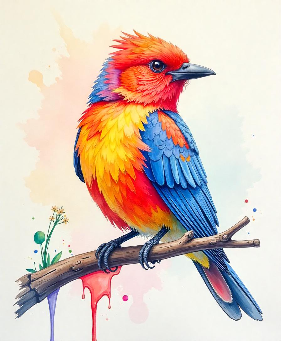 Illuminated Wall Art - Colourful Bird 2 - Illuminart