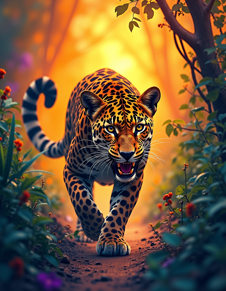 Illuminated Wall Art - Strolling Leopard - Illuminart