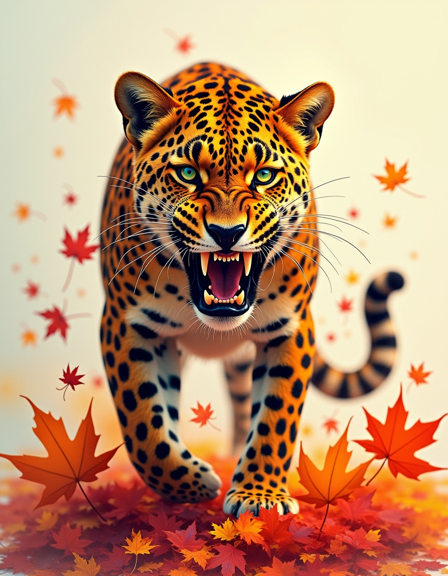 Illuminated Wall Art - Leopard in Leaves - Illuminart