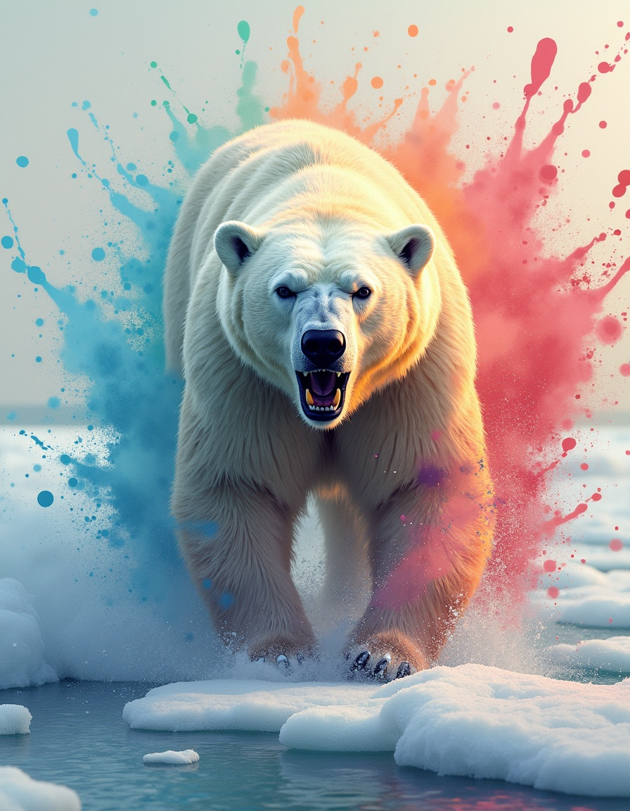 Illuminated Wall Art - Colourful Polar Bear - Illuminart