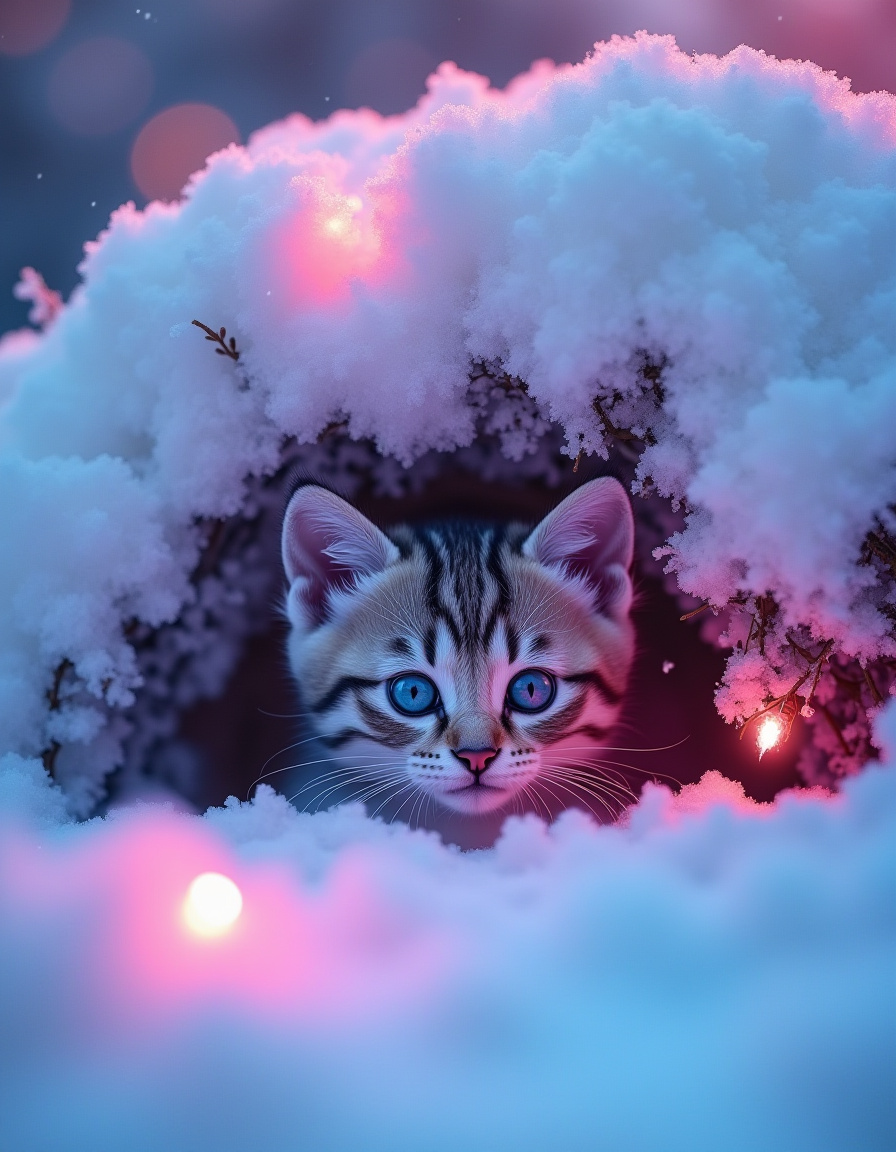 Illuminated Wall Art - Kitten in Clouds - Illuminart