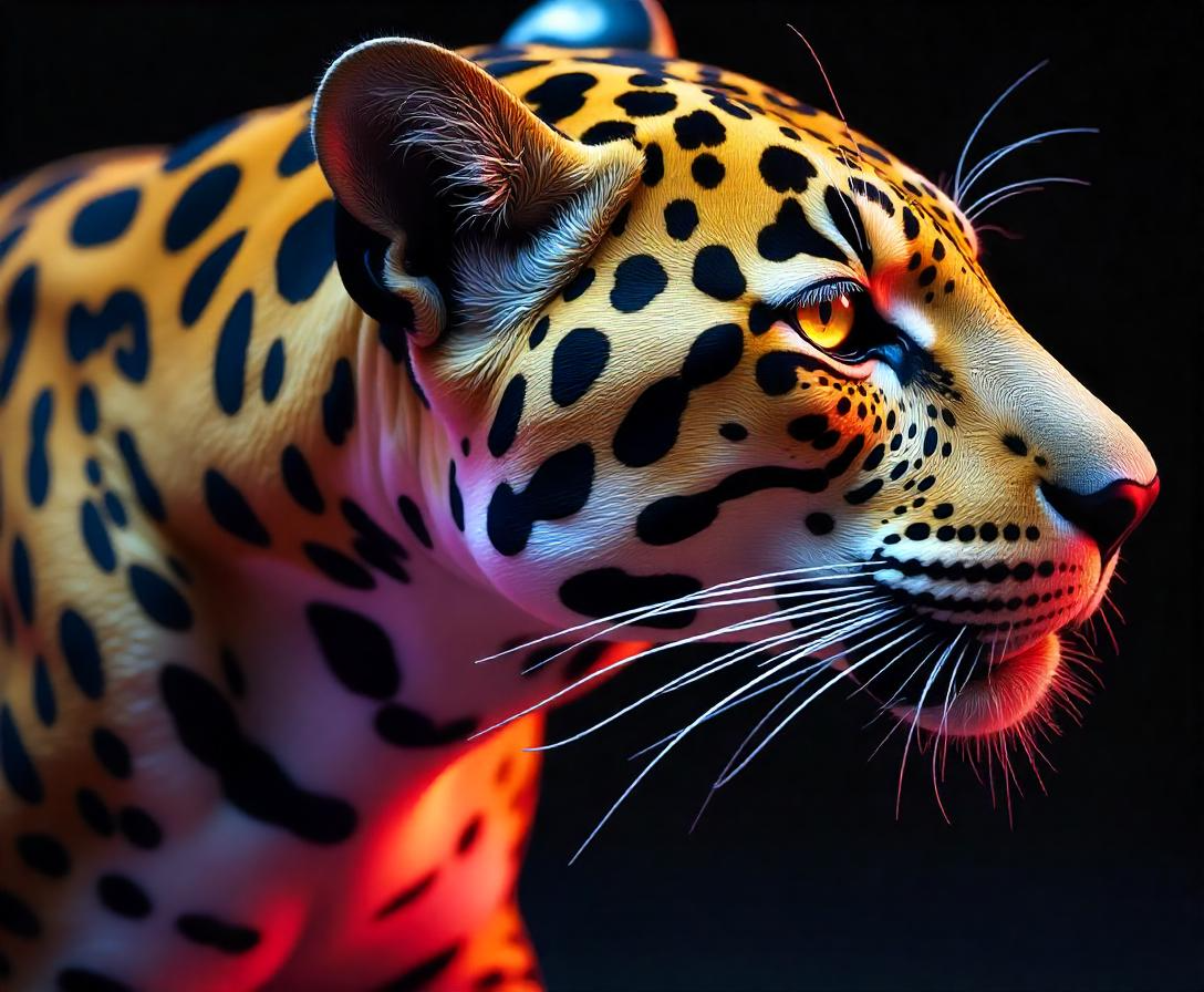 Illuminated Wall Art - Colourful Leopard 5 - Illuminart