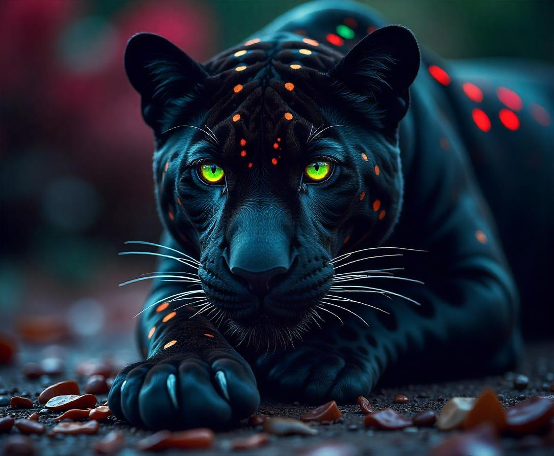 Illuminated Wall Art - Green Eyed Panther - Illuminart