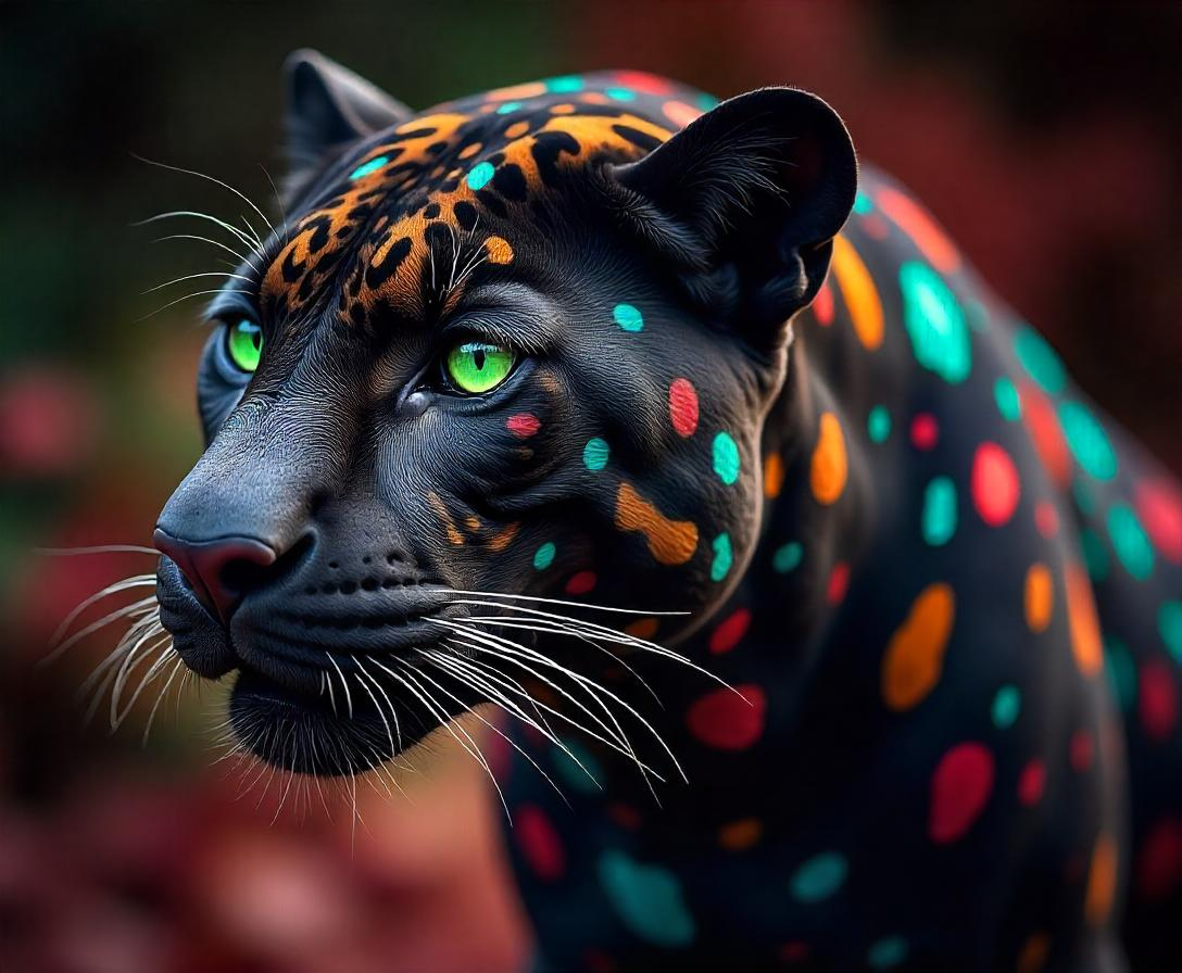 Illuminated Wall Art - Colour Spotted Panther - Illuminart