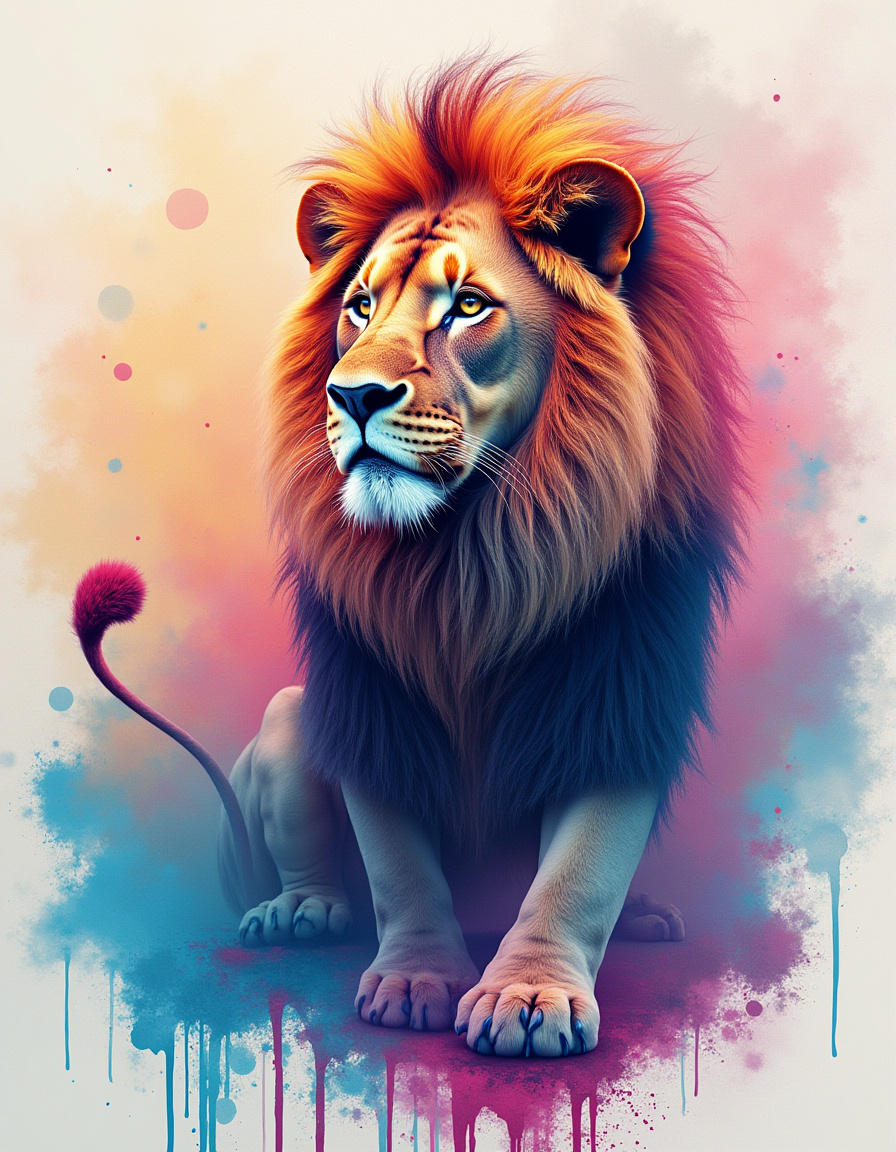 Illuminated Wall Art - Colourful Lion - Illuminart