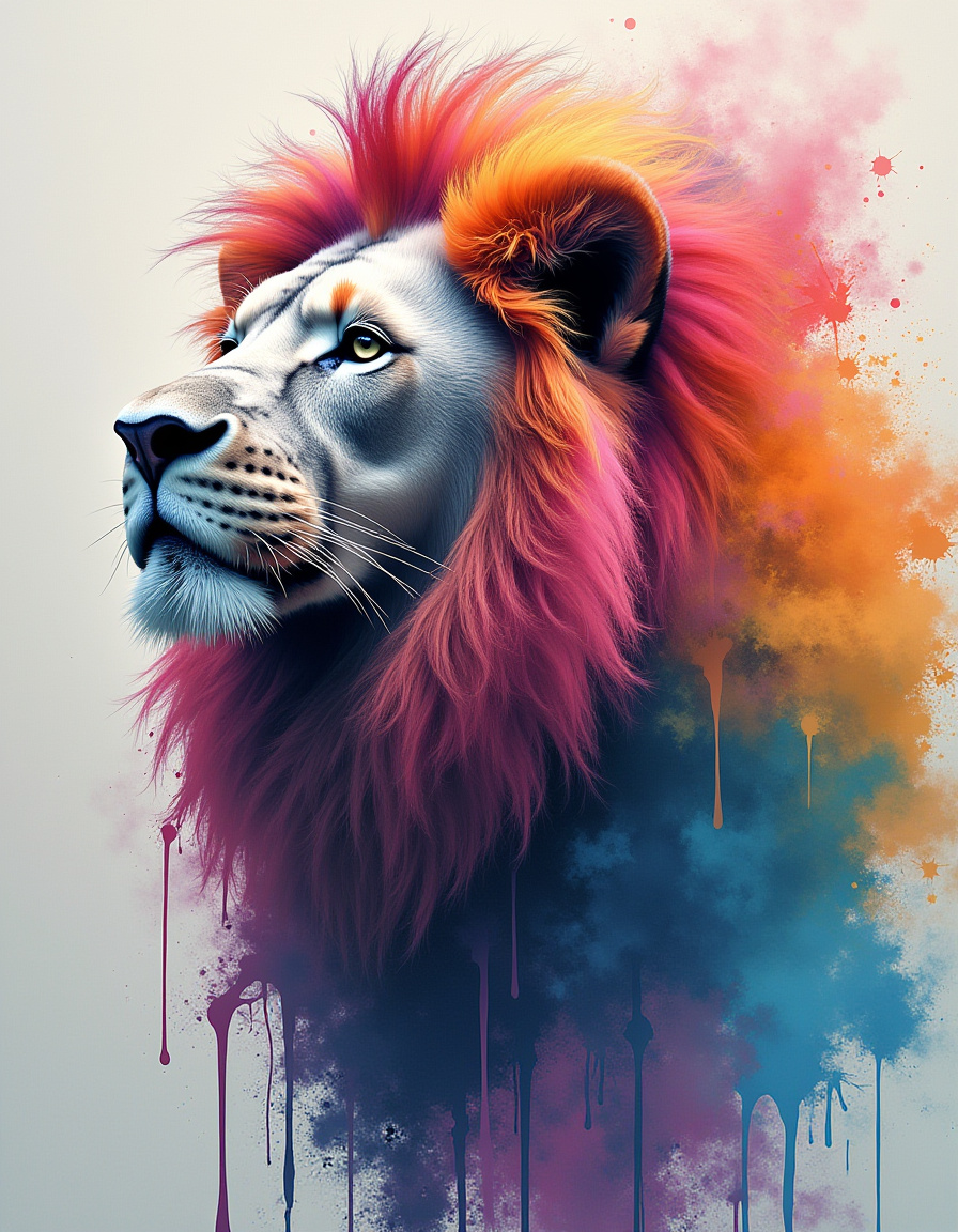 Illuminated Wall Art - Colourful Lion 1 - Illuminart