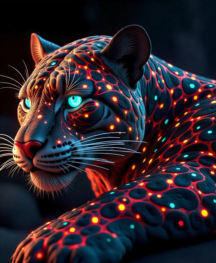 Illuminated Wall Art - Colourful Panther - Illuminart