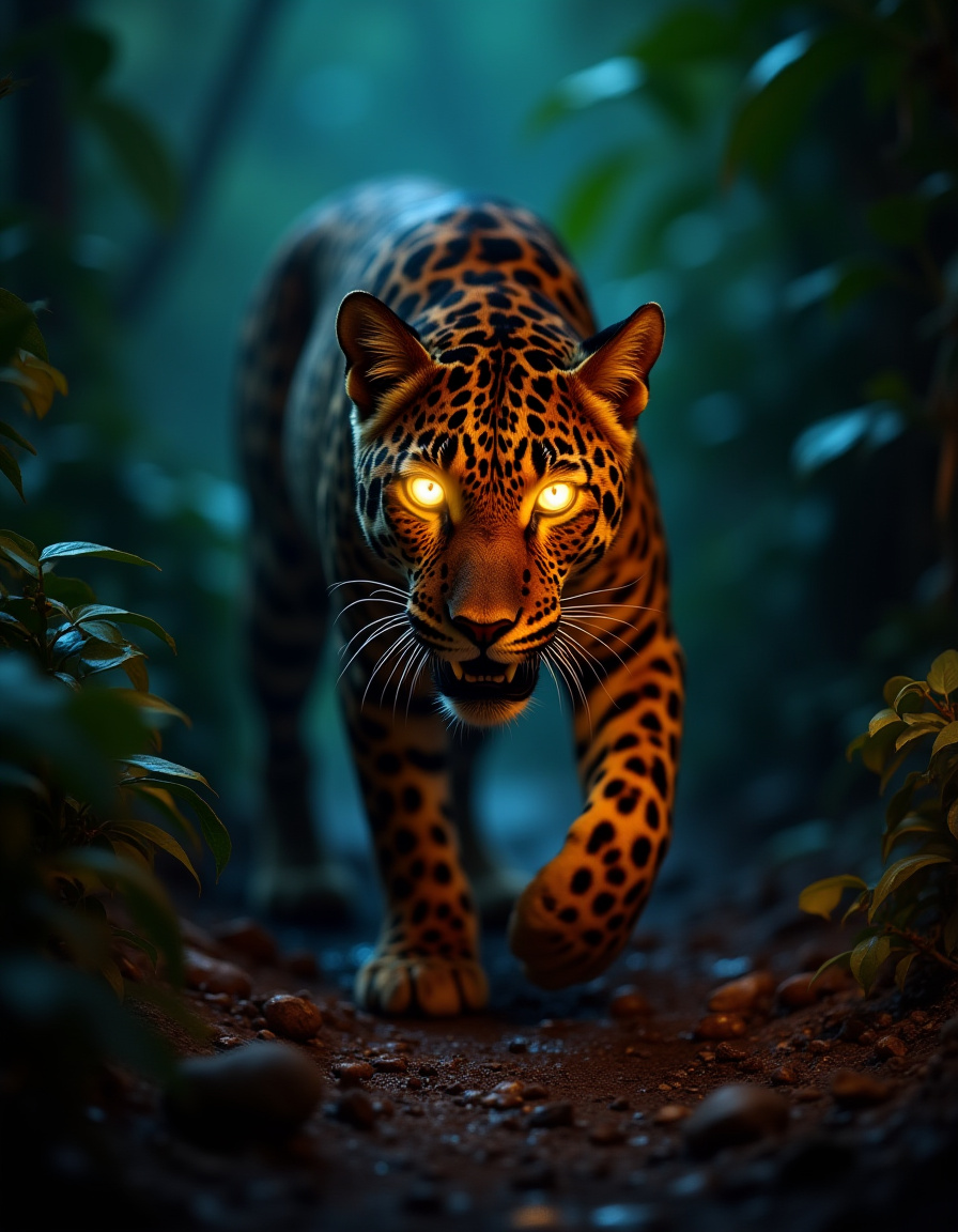 Illuminated Wall Art - Leopard at Night - Illuminart