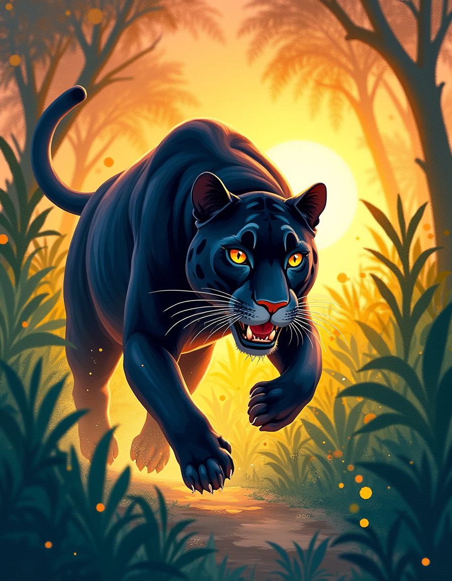 Illuminated Wall Art - Running Panther - Illuminart