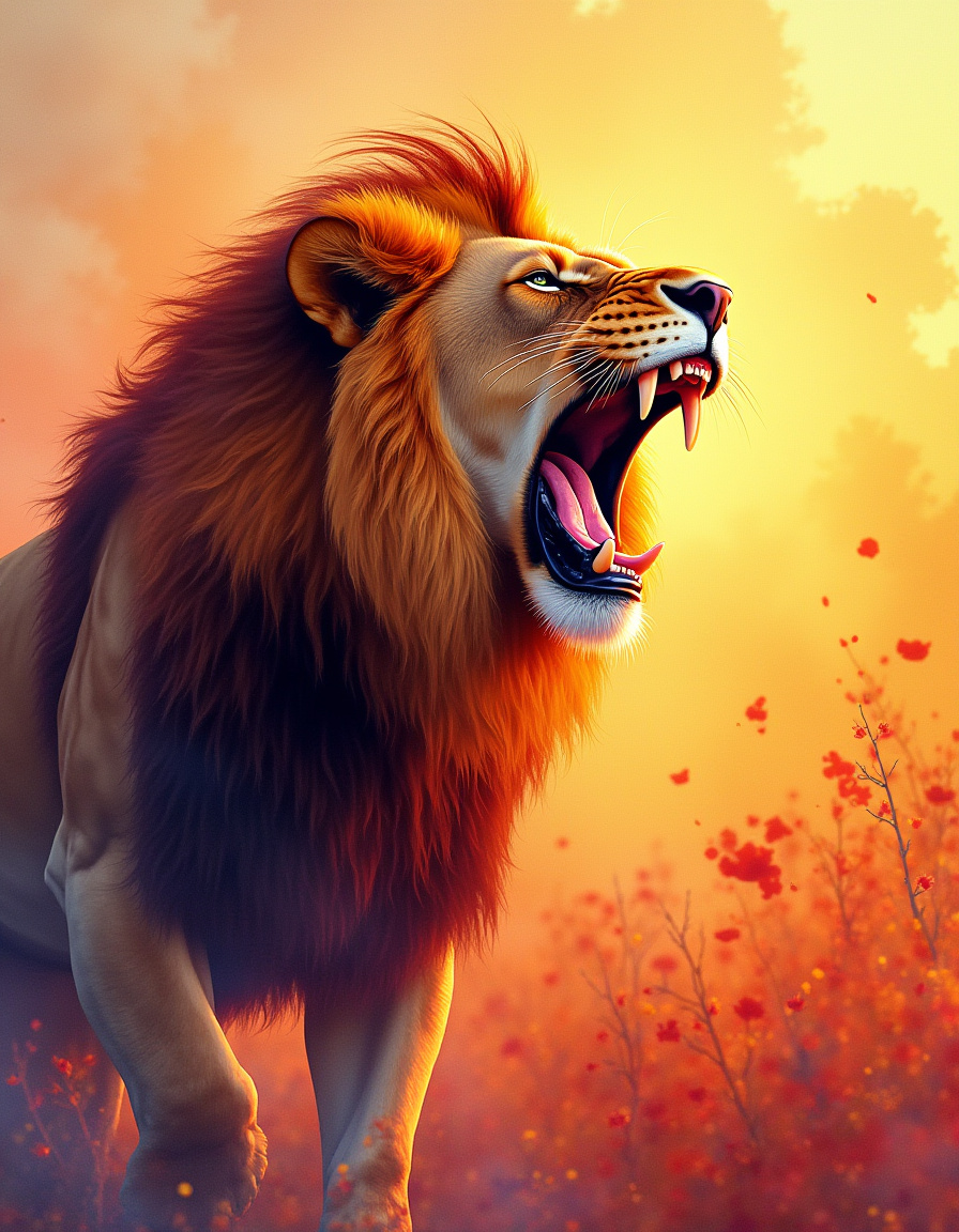 Illuminated Wall Art -  Roaring Lion 1 - Illuminart