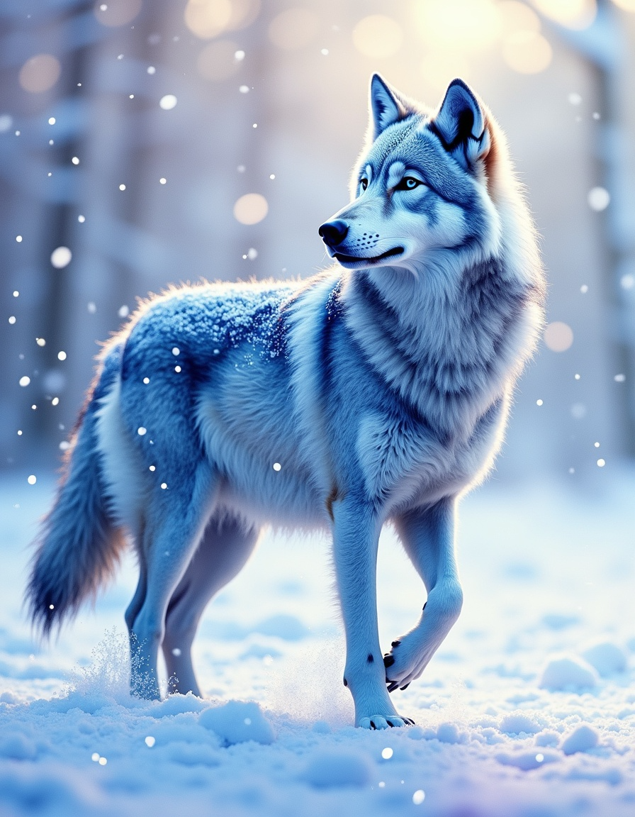 Illuminated Wall Art - Wolf in Snow - Illuminart