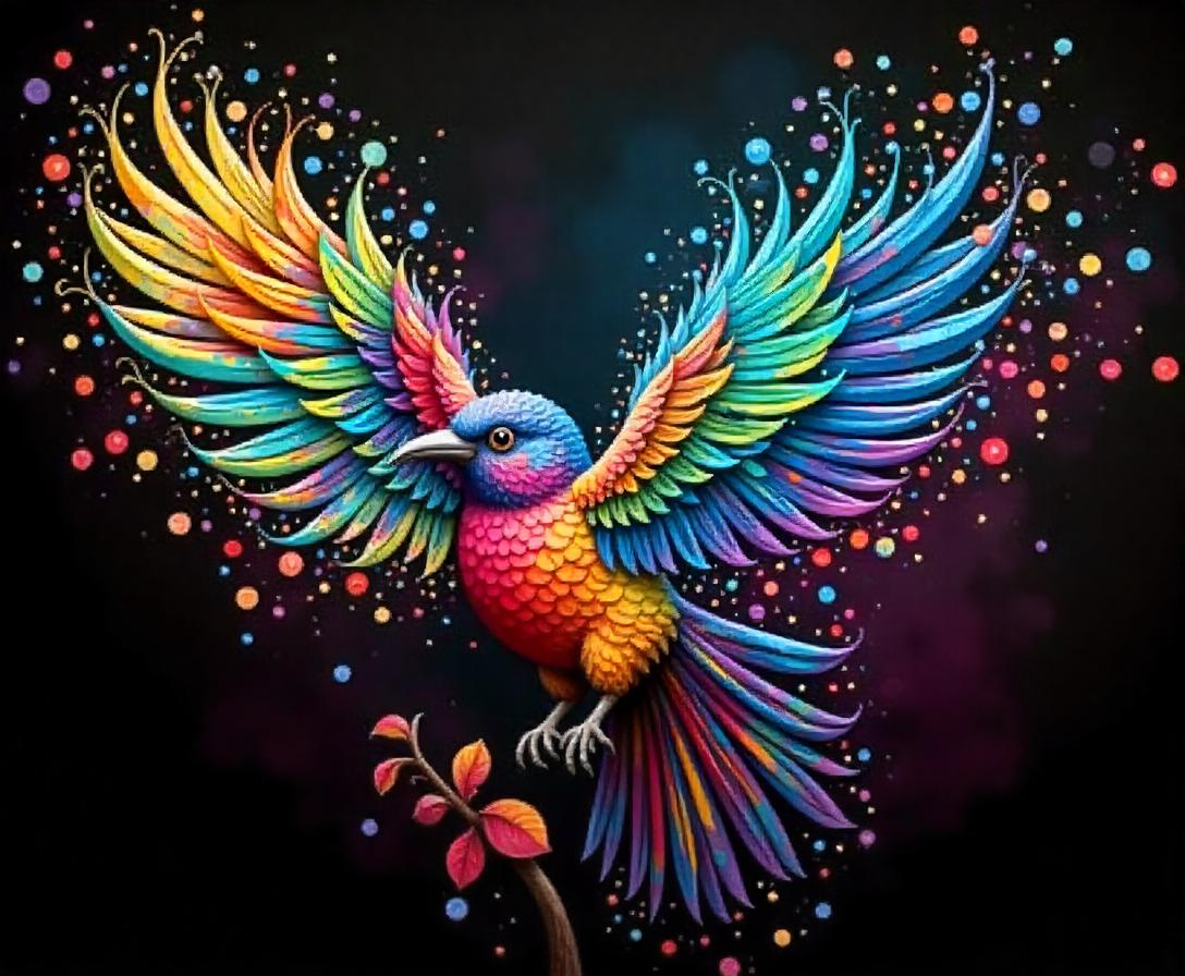 Illuminated Wall Art - Colourful Bird with Spots - Illuminart