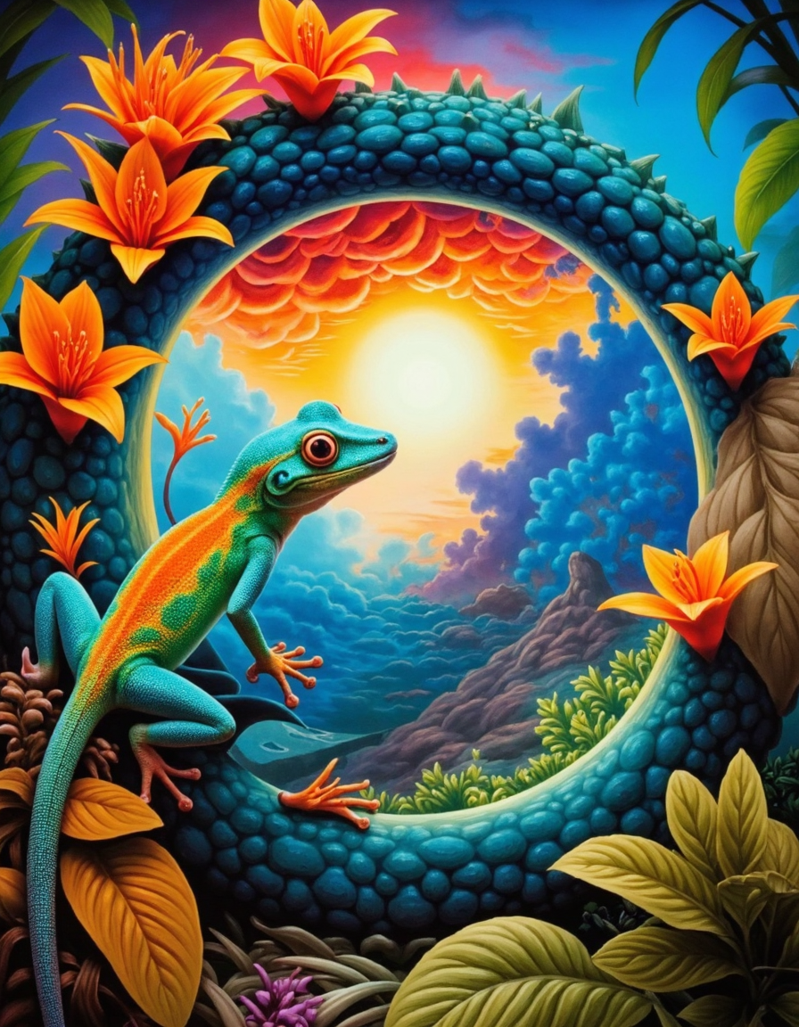 Illuminated Wall Art - Colourful Lizard - Illuminart