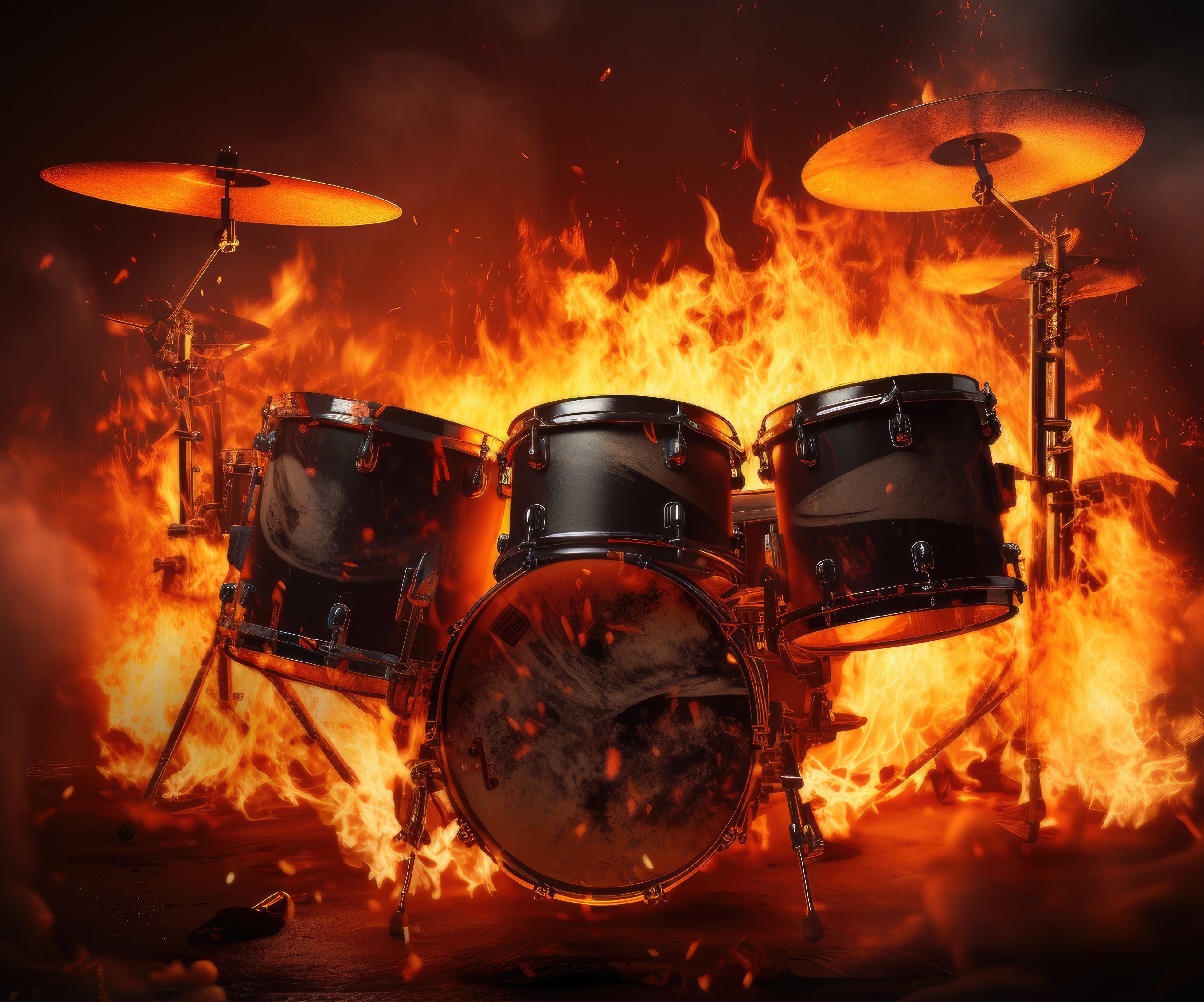 Illuminated Wall Art -  Flaming Drums - Illuminart