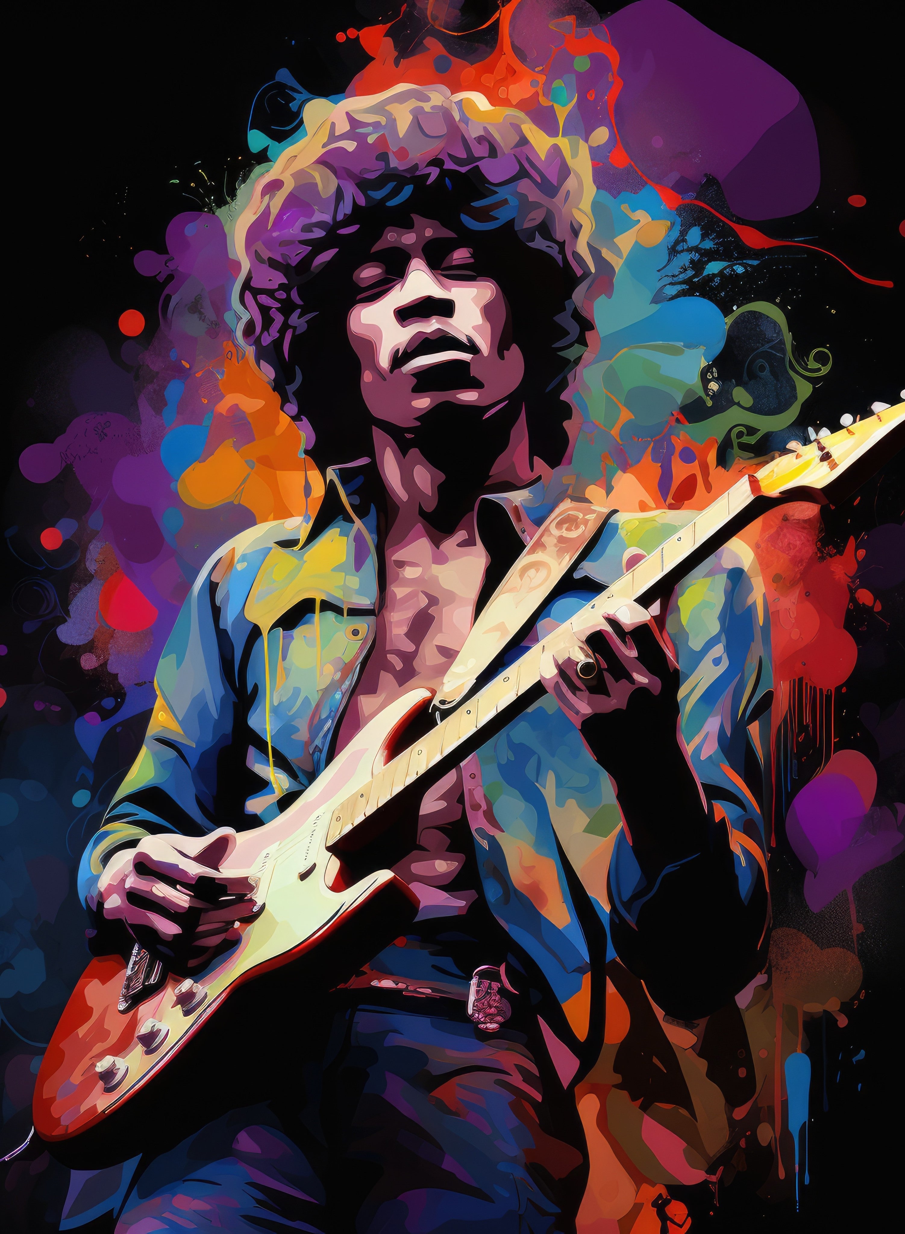 Illuminated Wall Art - Colourful Hendrix - Illuminart