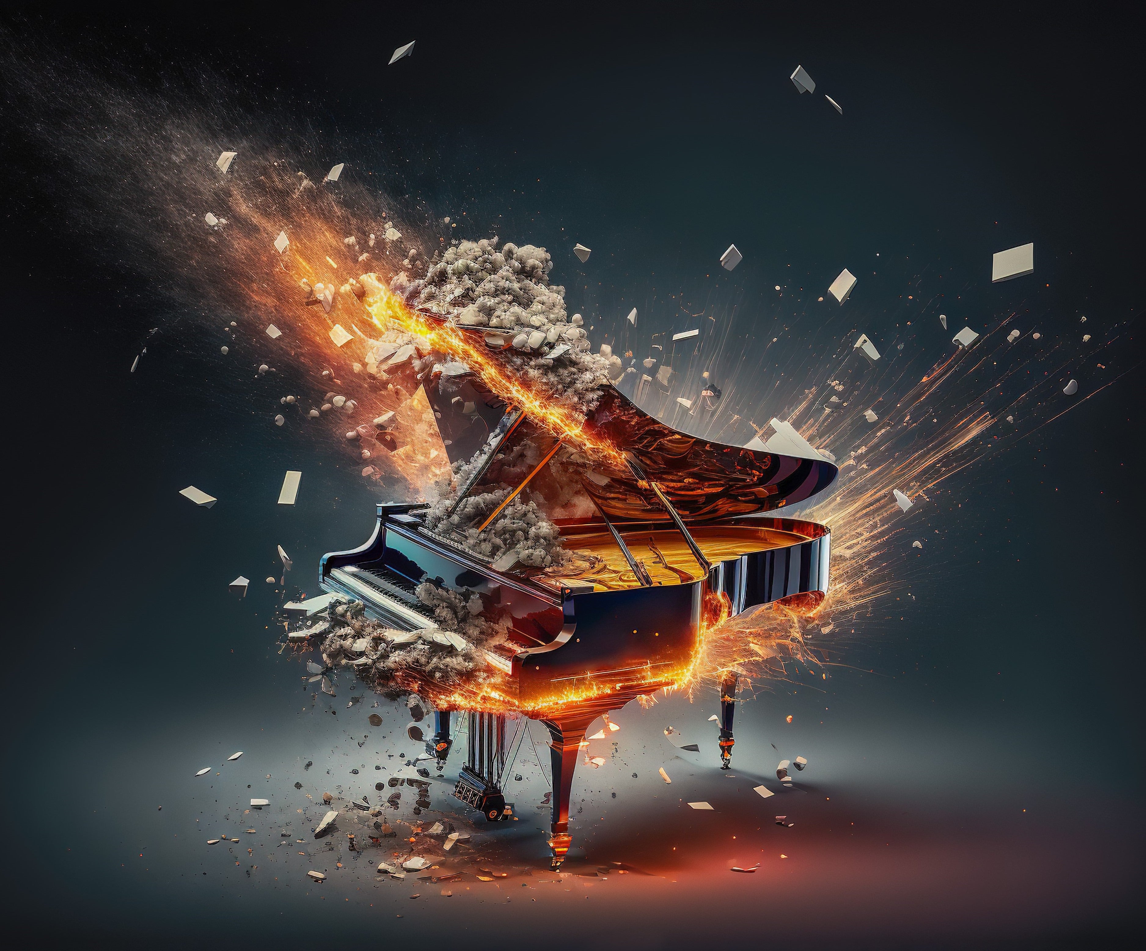 Illuminated Wall Art - Exploding Piano - Illuminart