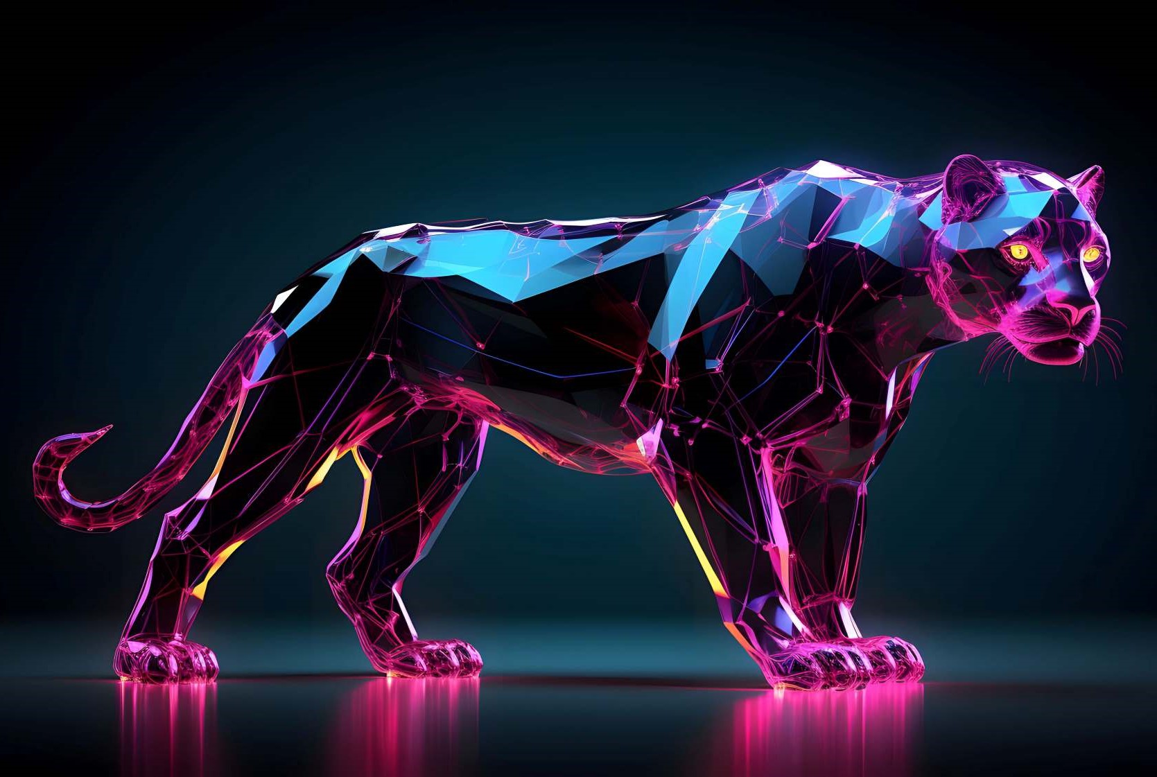 Illuminated Wall Art - Glass Panther - Illuminart