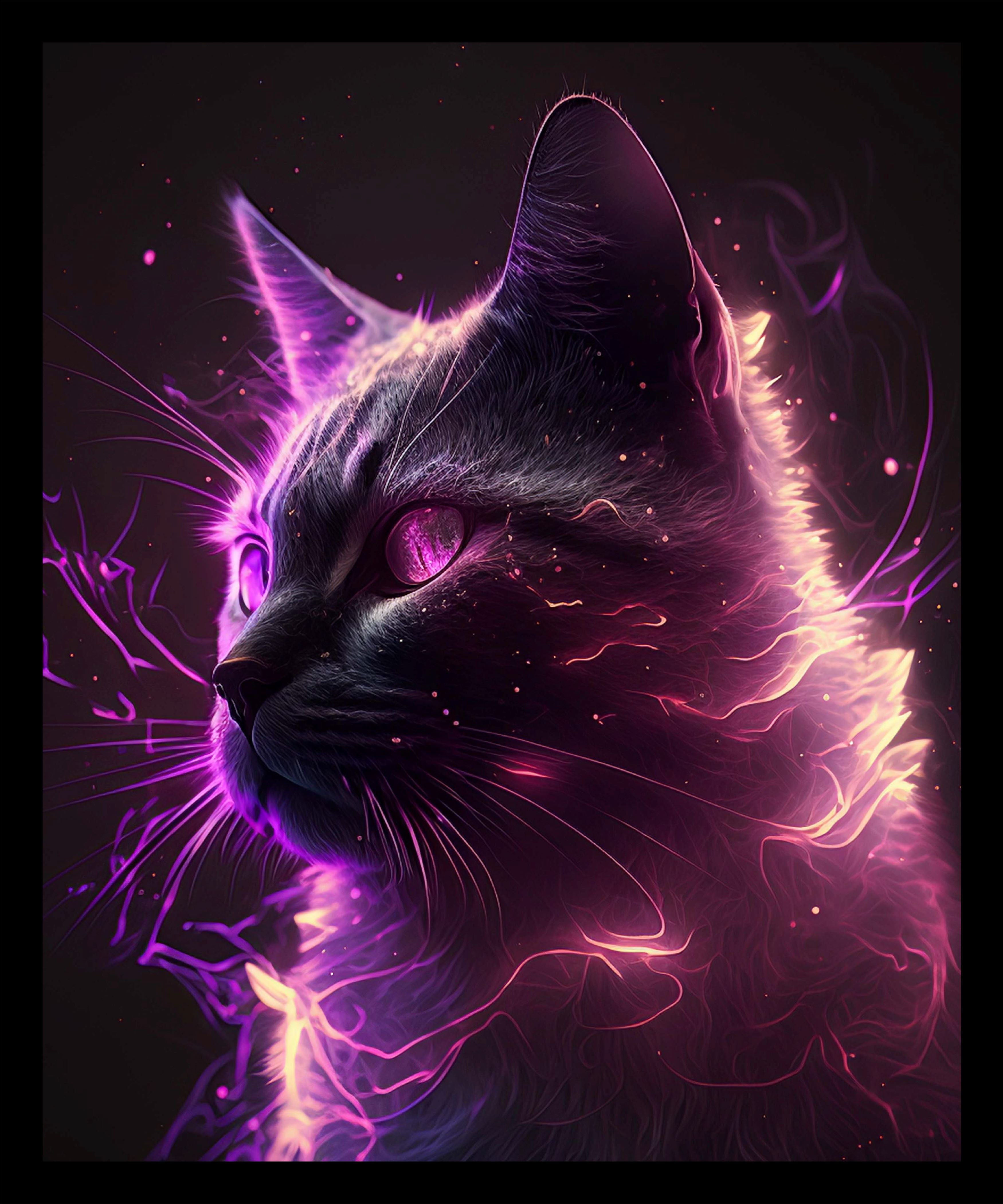 Illuminated Wall Art - Purple Cat - Illuminart