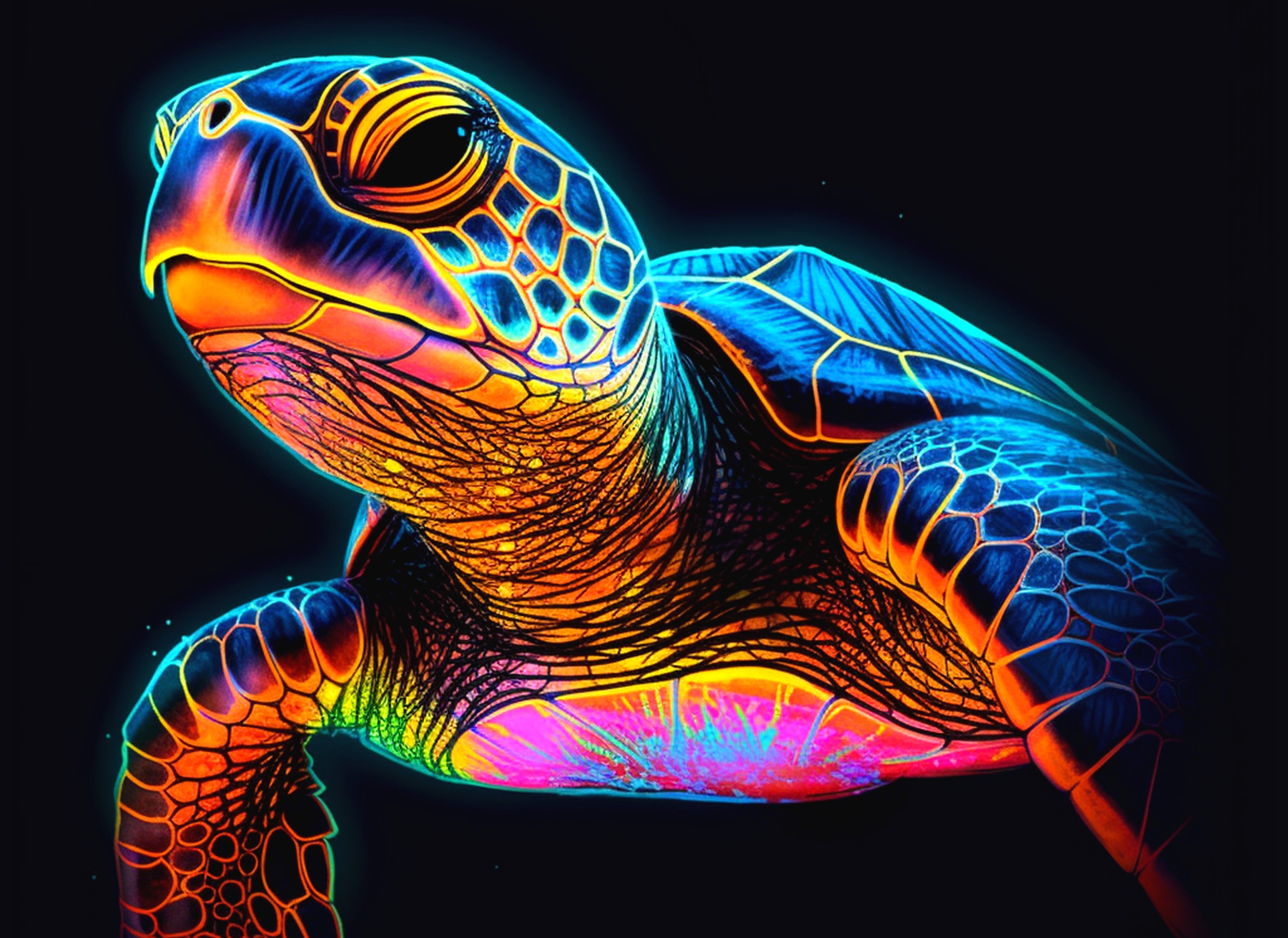 Illuminated Wall Art - Colourful Turtle - Illuminart