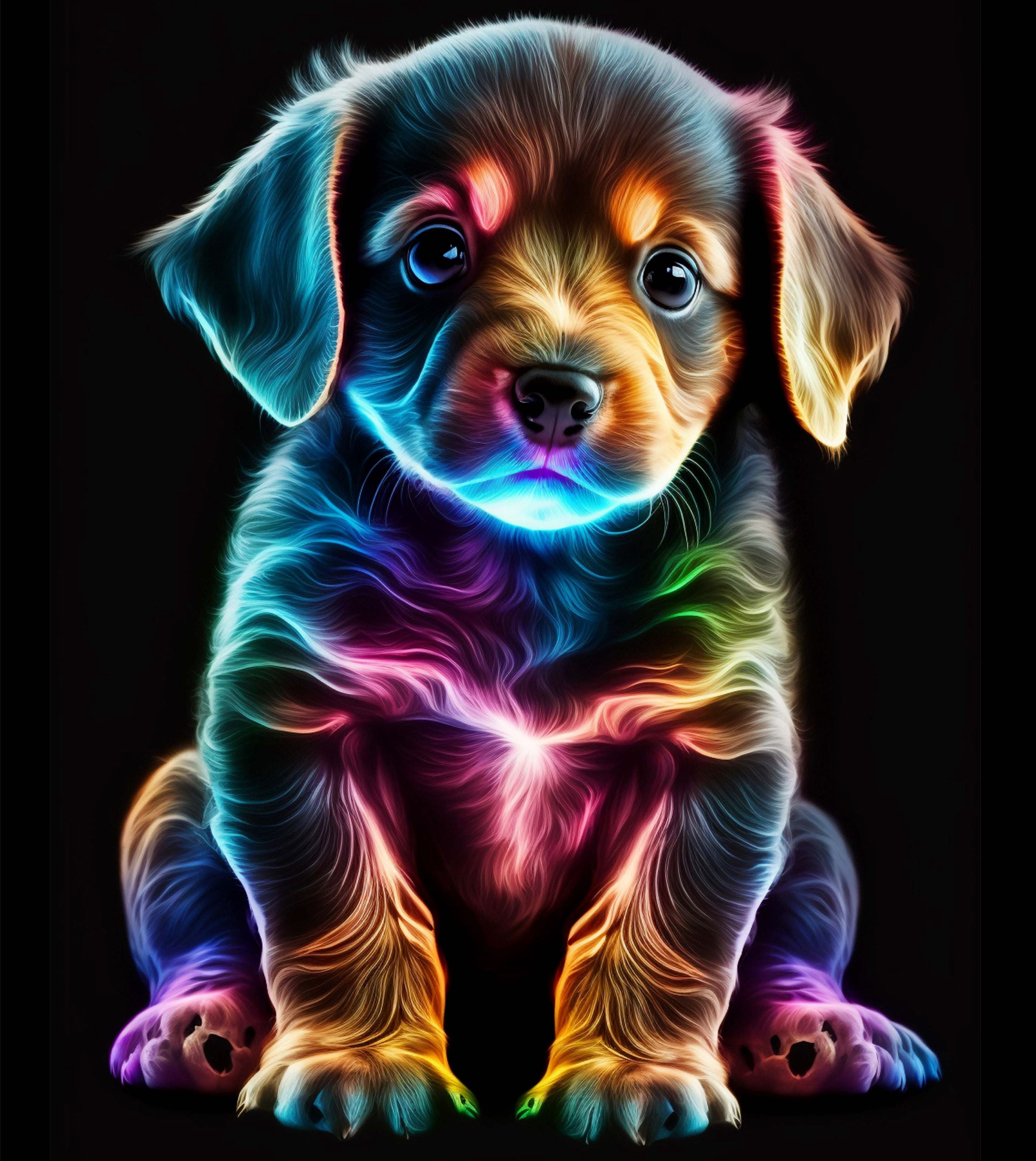 Illuminated Wall Art -Colourful Puppy - Illuminart