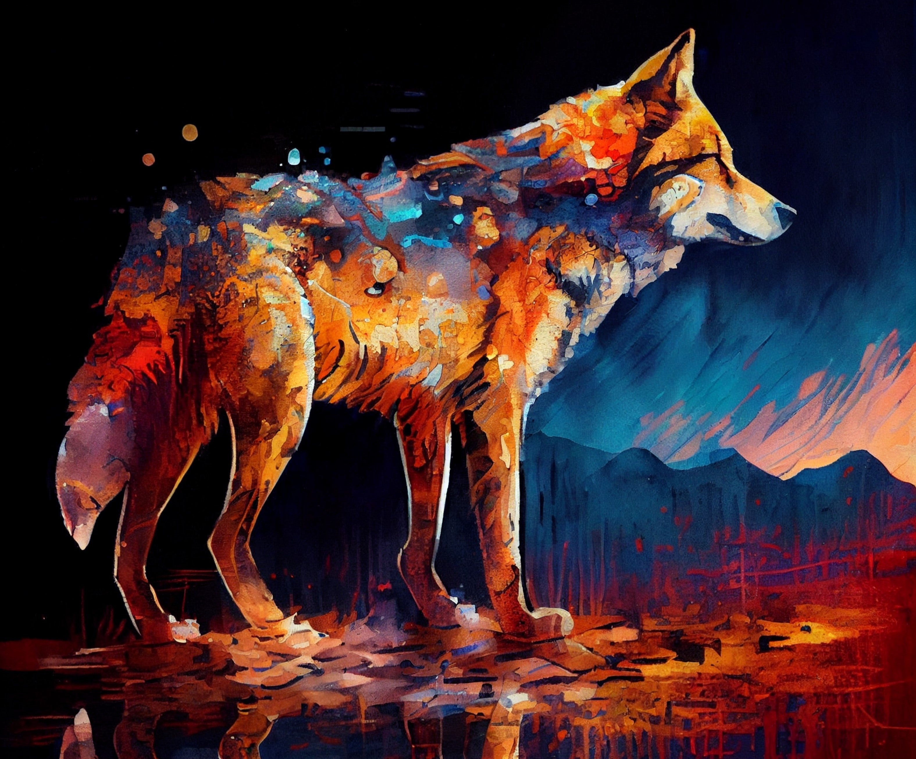 Illuminated Wall Art - Colour Wolf - Illuminart