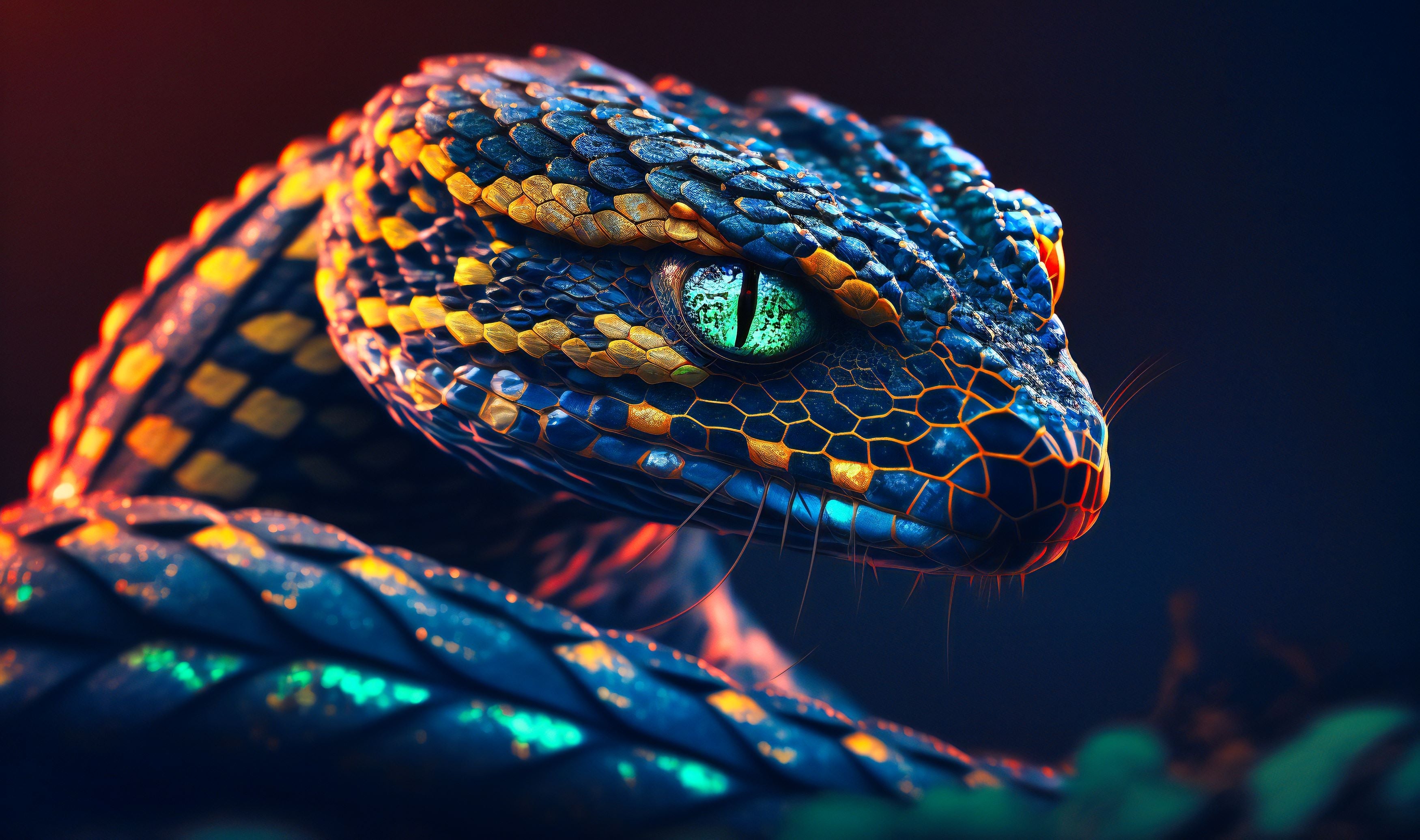 Illuminated Wall Art - Colourful Snake - Illuminart