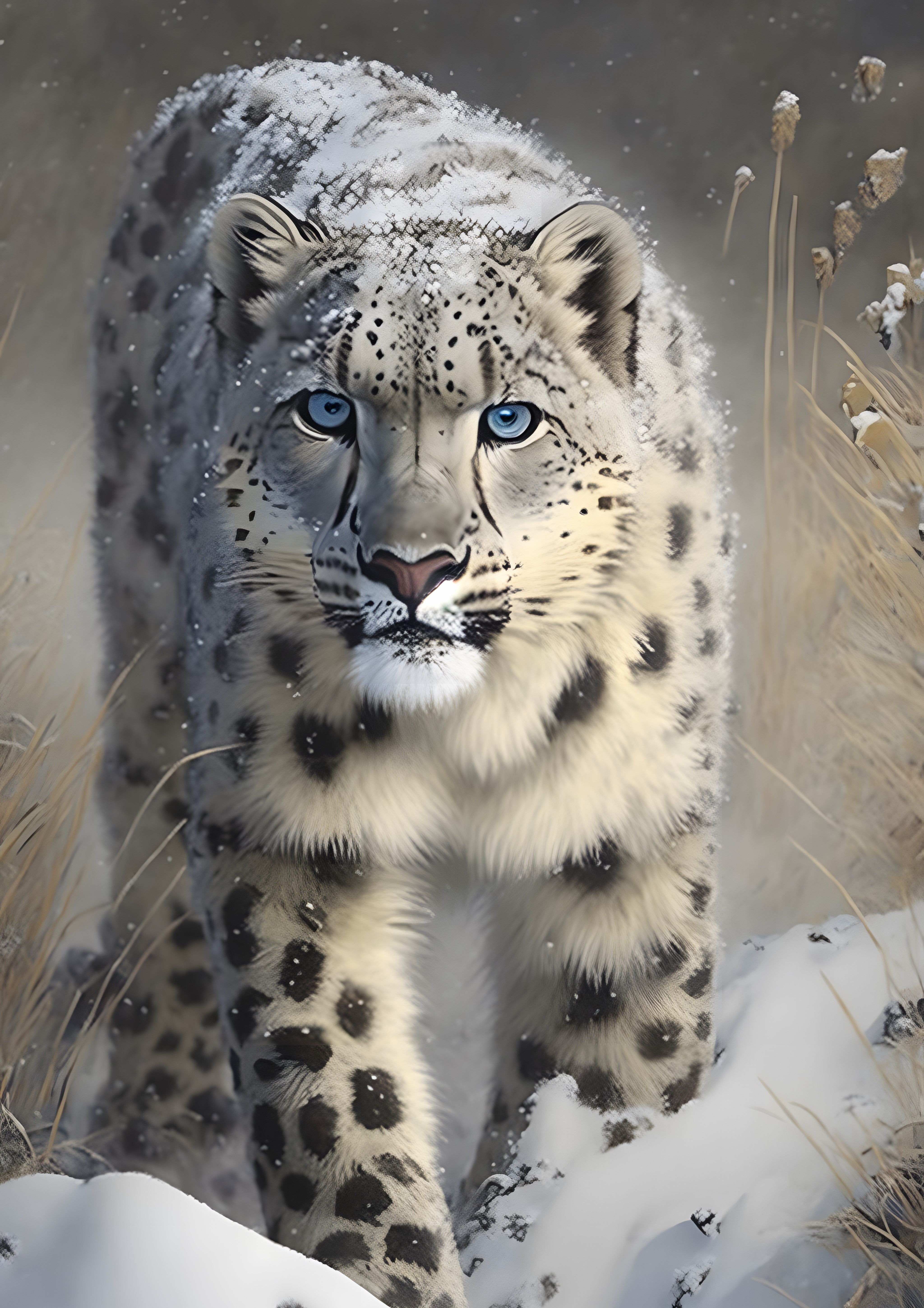 Illuminated Wall Art -  Prowling Snow Leopard - Illuminart