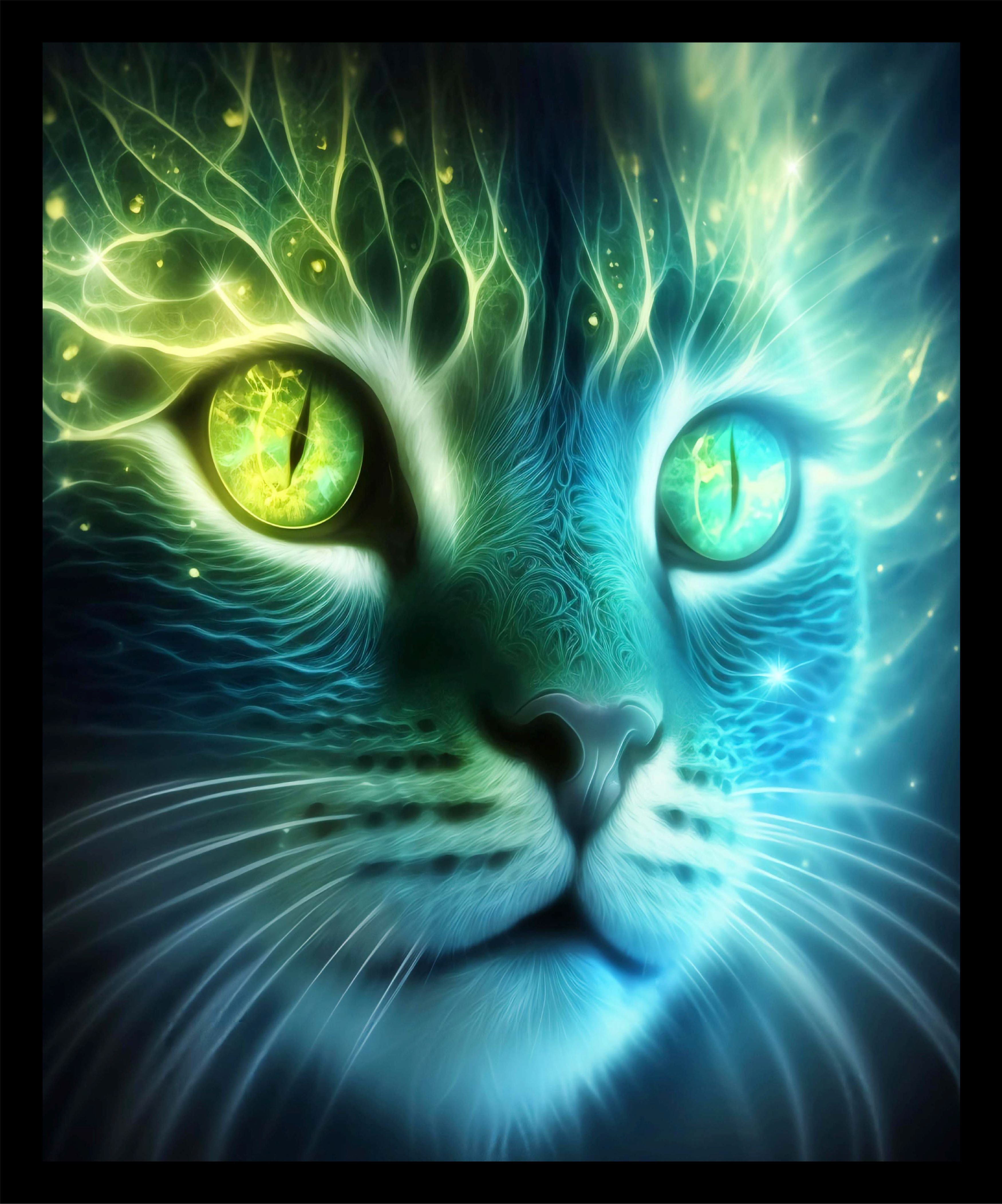 Illuminated Wall Art - Bluse Cat - Illuminart