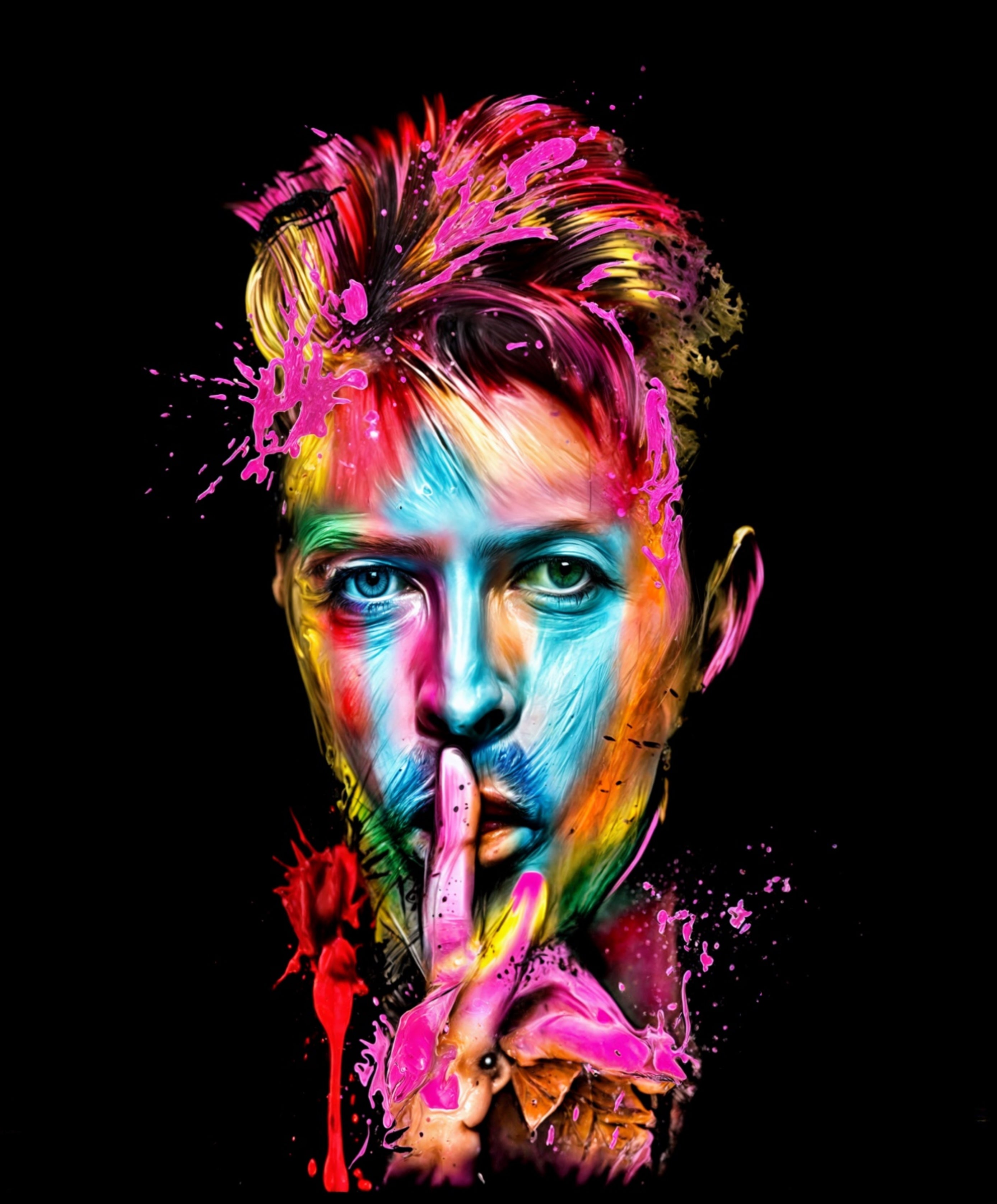 Illuminated Wall Art - Colourful Bowie