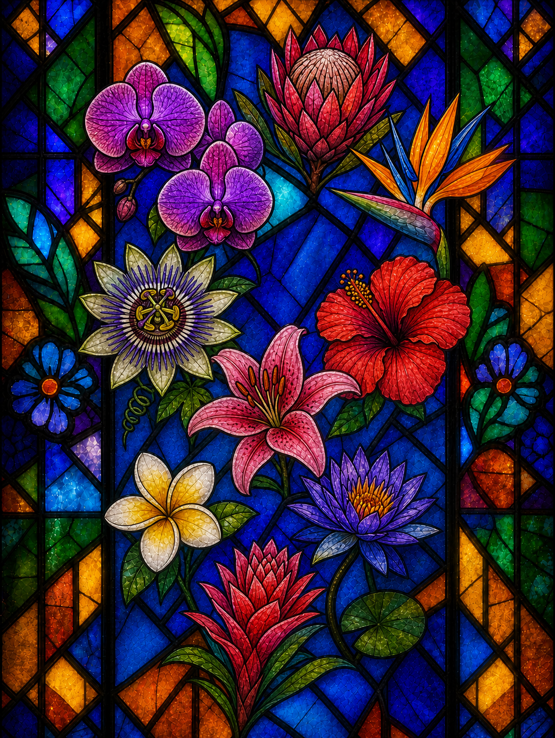 Illuminart Stained Glass Exotic Flowers