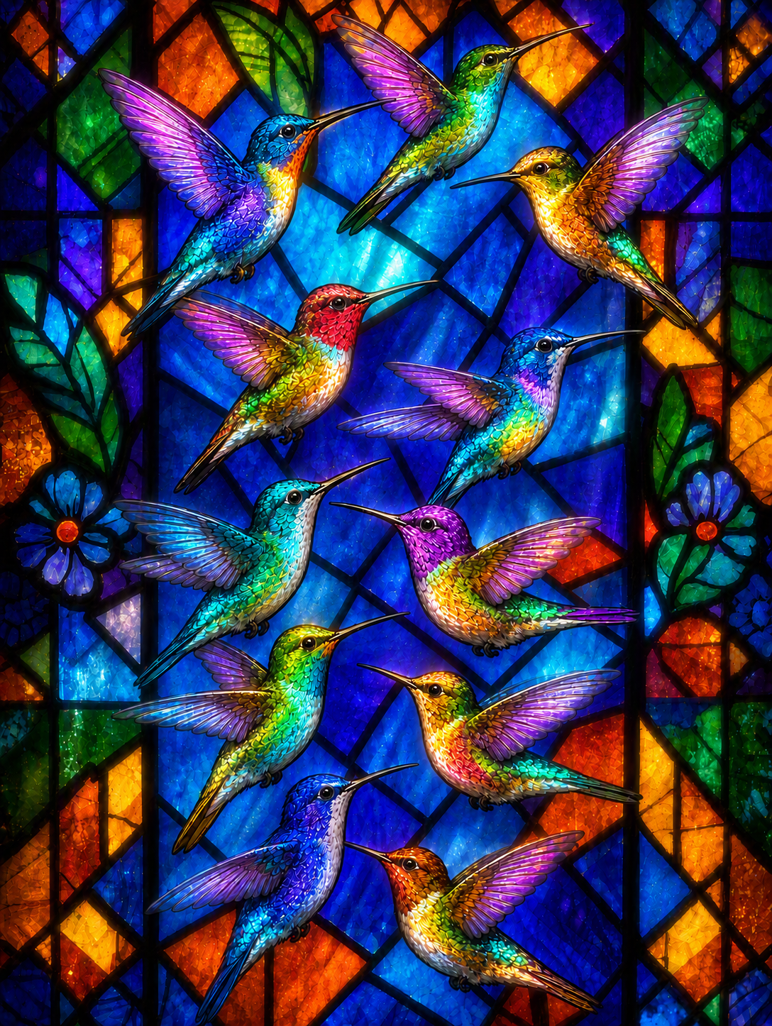 Illuminart Stained Glass Humming Birds