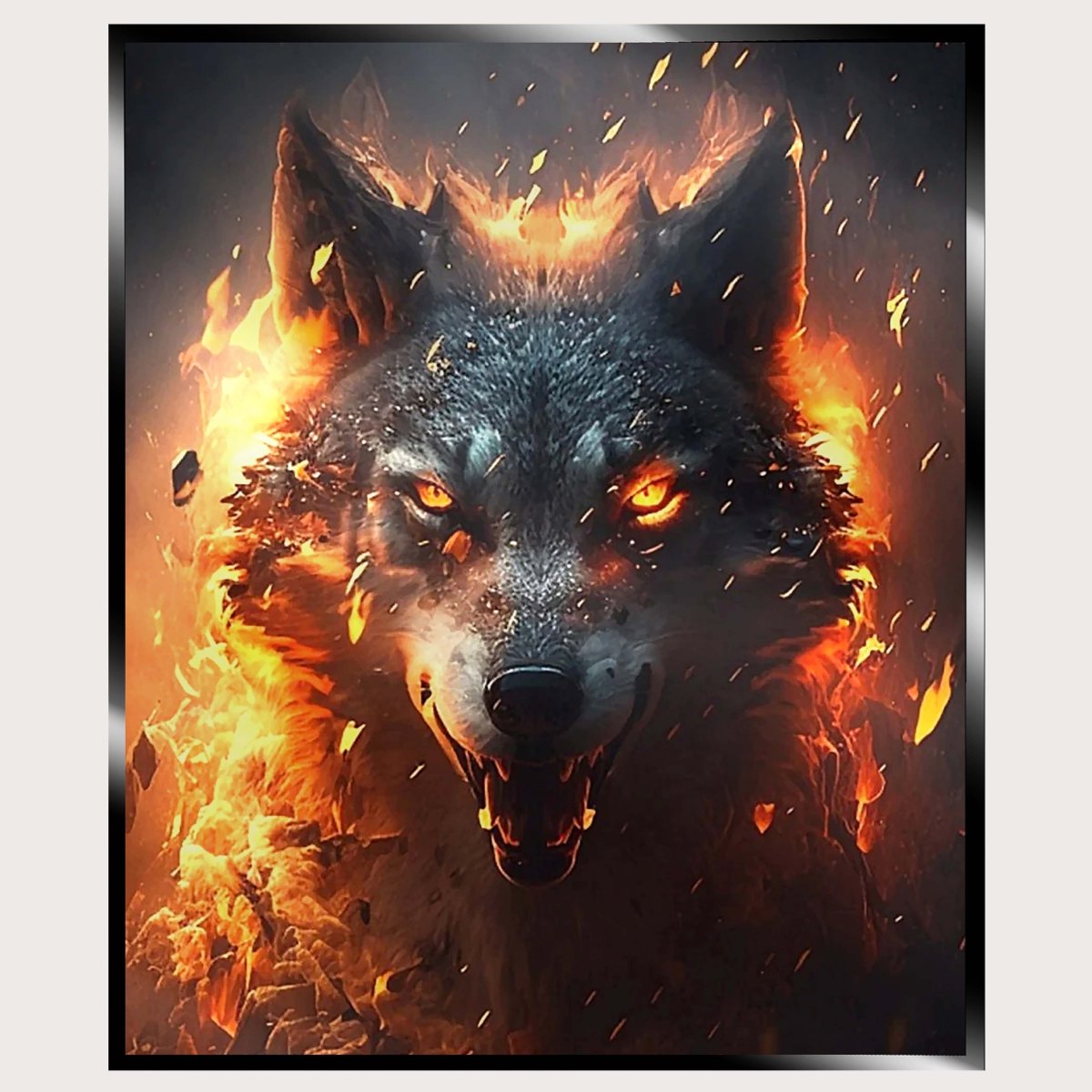 Illuminated Wall Art - Angry Fire Wolf - madaboutneon