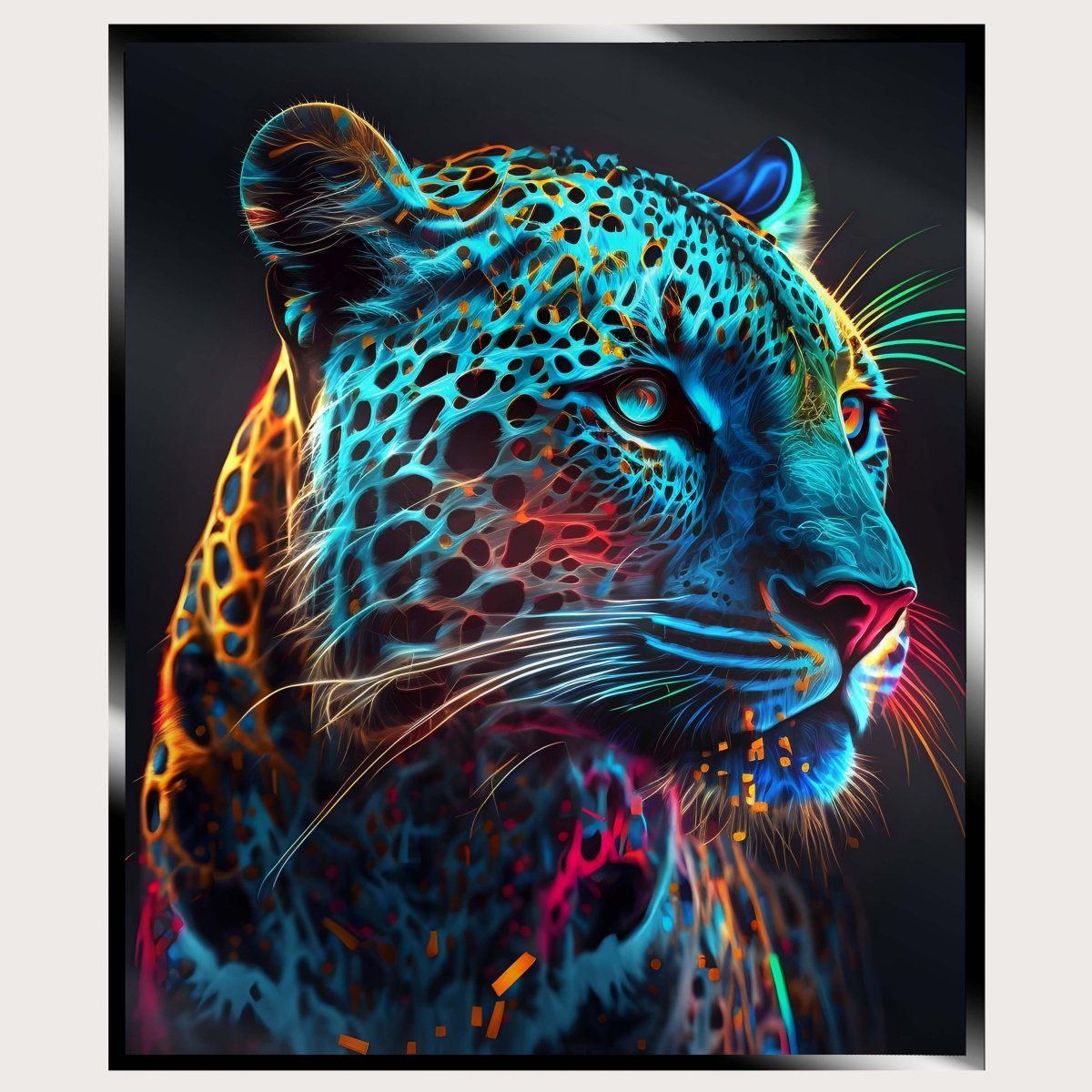 Illuminated Wall Art - Blue Leopard - Illuminart