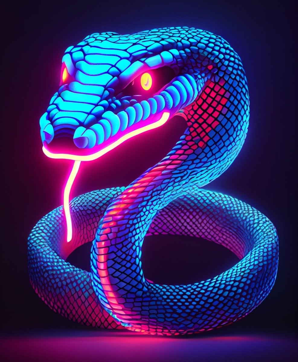 Illuminated Wall Art - Neon Snake - Illuminart